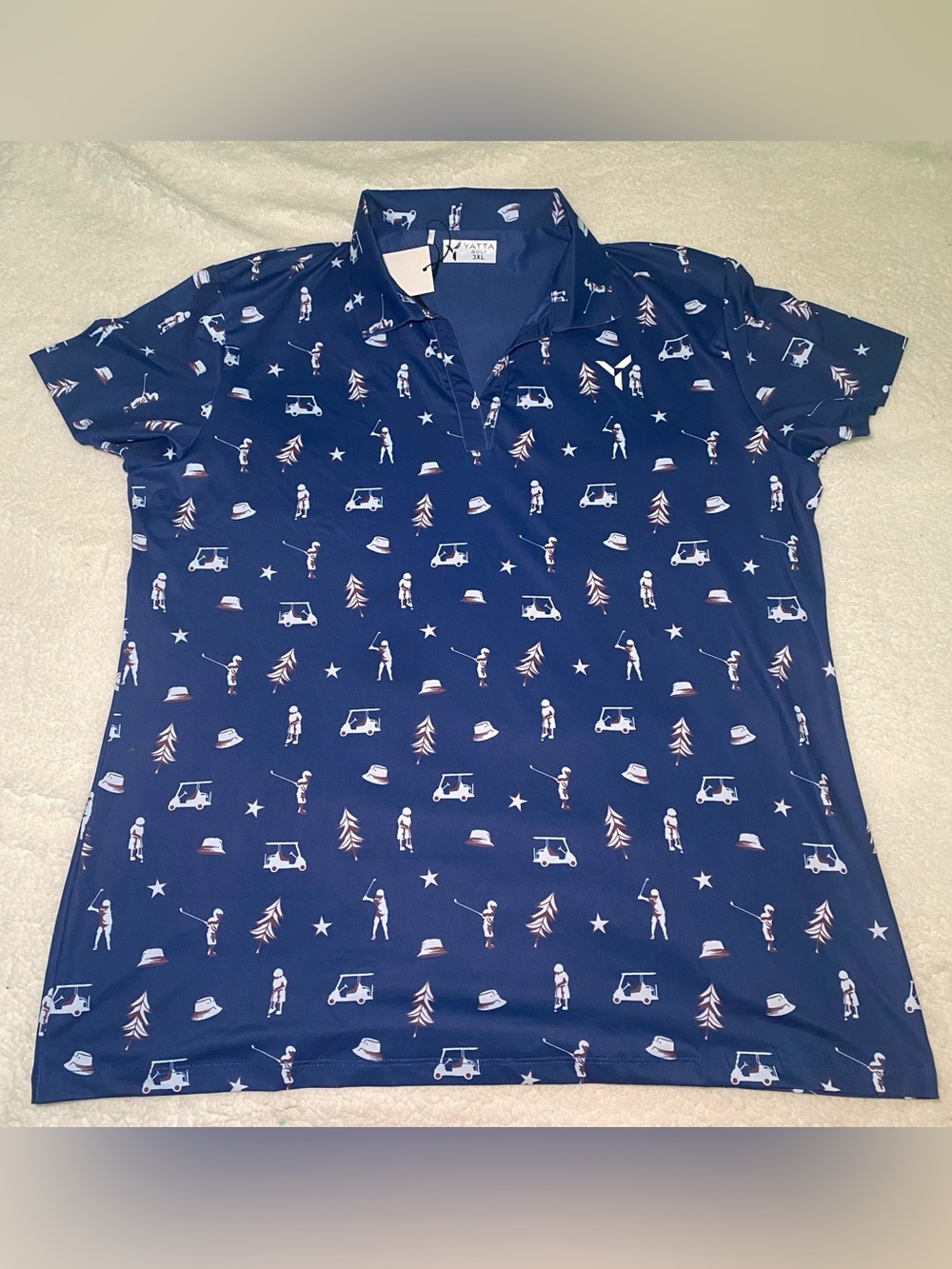 Women’s Navy Golf Print Polo Shirt